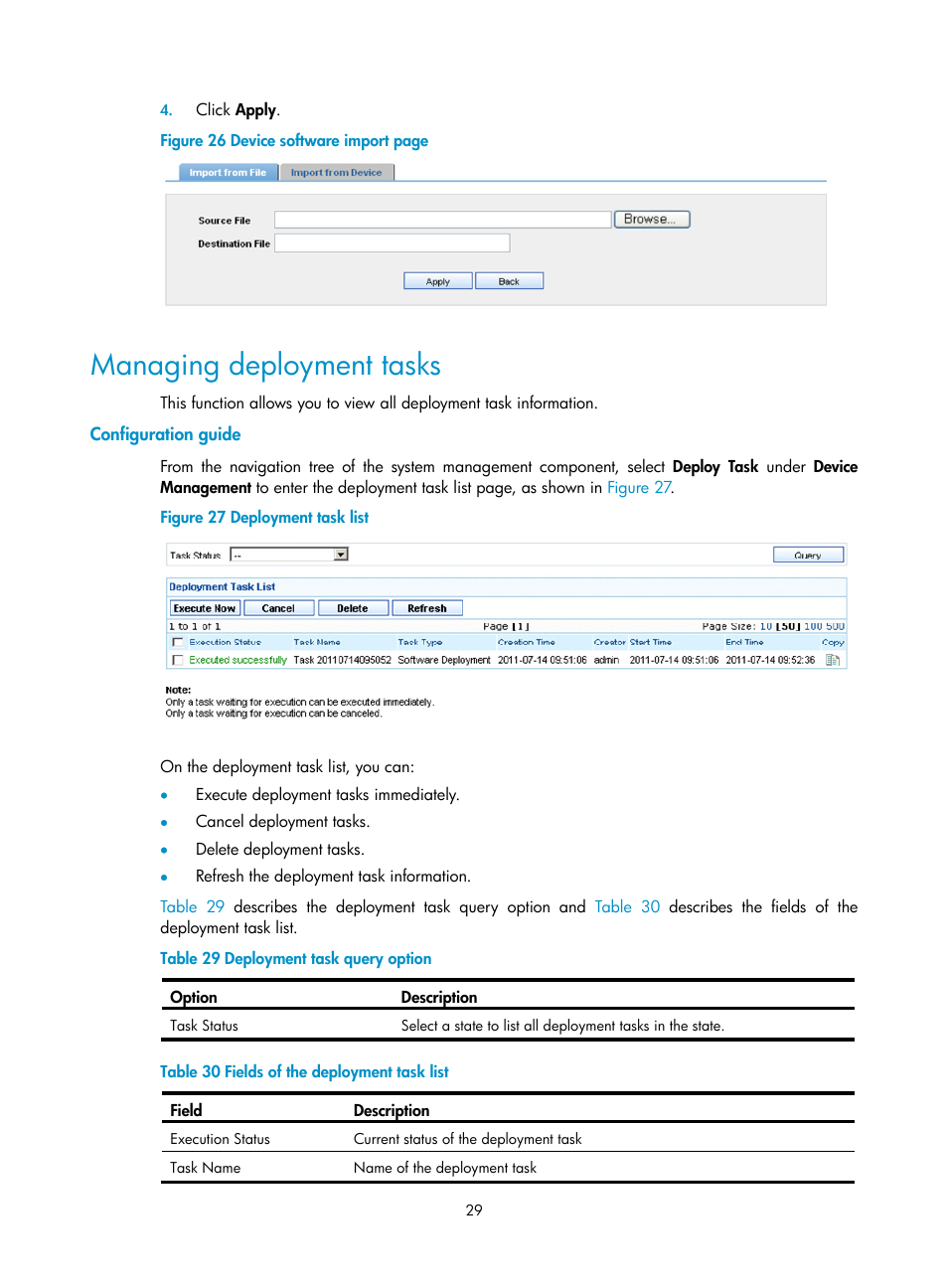 Managing deployment tasks, Configuration guide, Ge, as shown in | Figure 26 | H3C Technologies H3C SecCenter Firewall Manager User Manual | Page 35 / 131