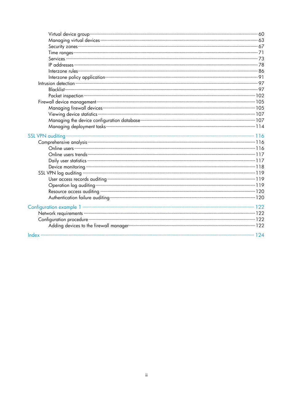 H3C Technologies H3C SecCenter Firewall Manager User Manual | Page 6 / 131