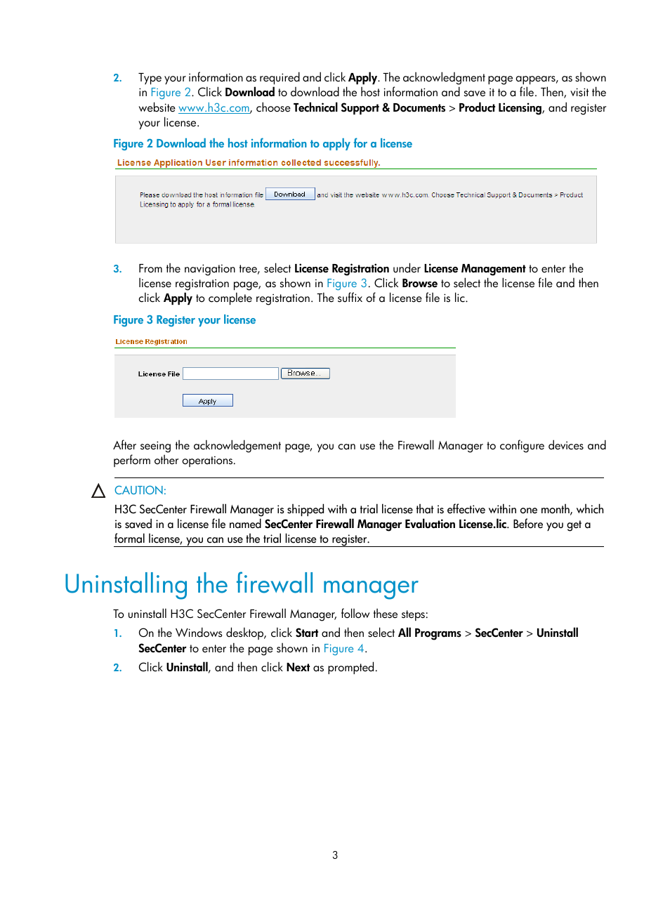 Uninstalling the firewall manager | H3C Technologies H3C SecCenter Firewall Manager User Manual | Page 9 / 131
