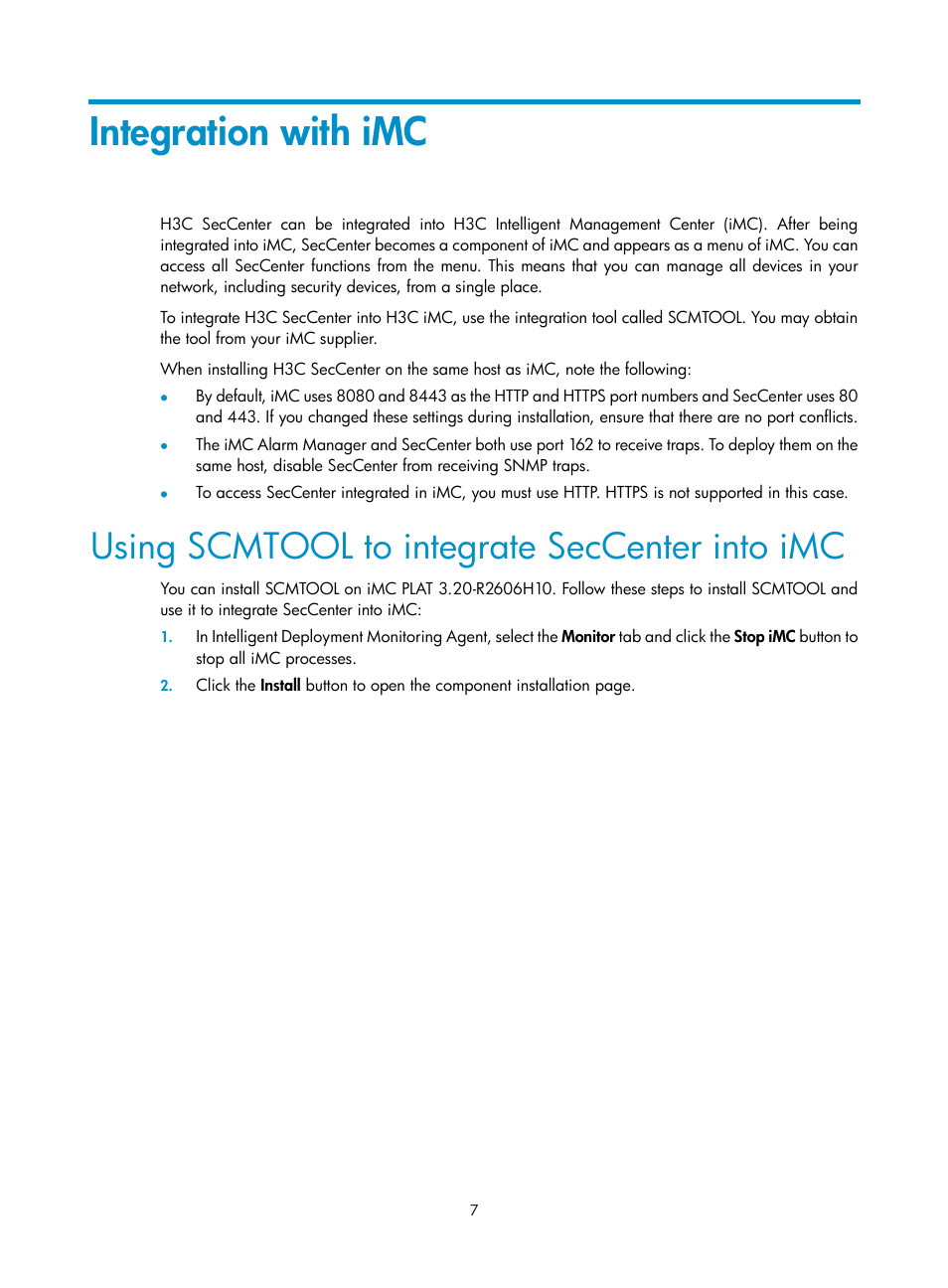 Integration with imc, Using scmtool to integrate seccenter into imc | H3C Technologies H3C SecCenter UTM Manager User Manual | Page 15 / 262