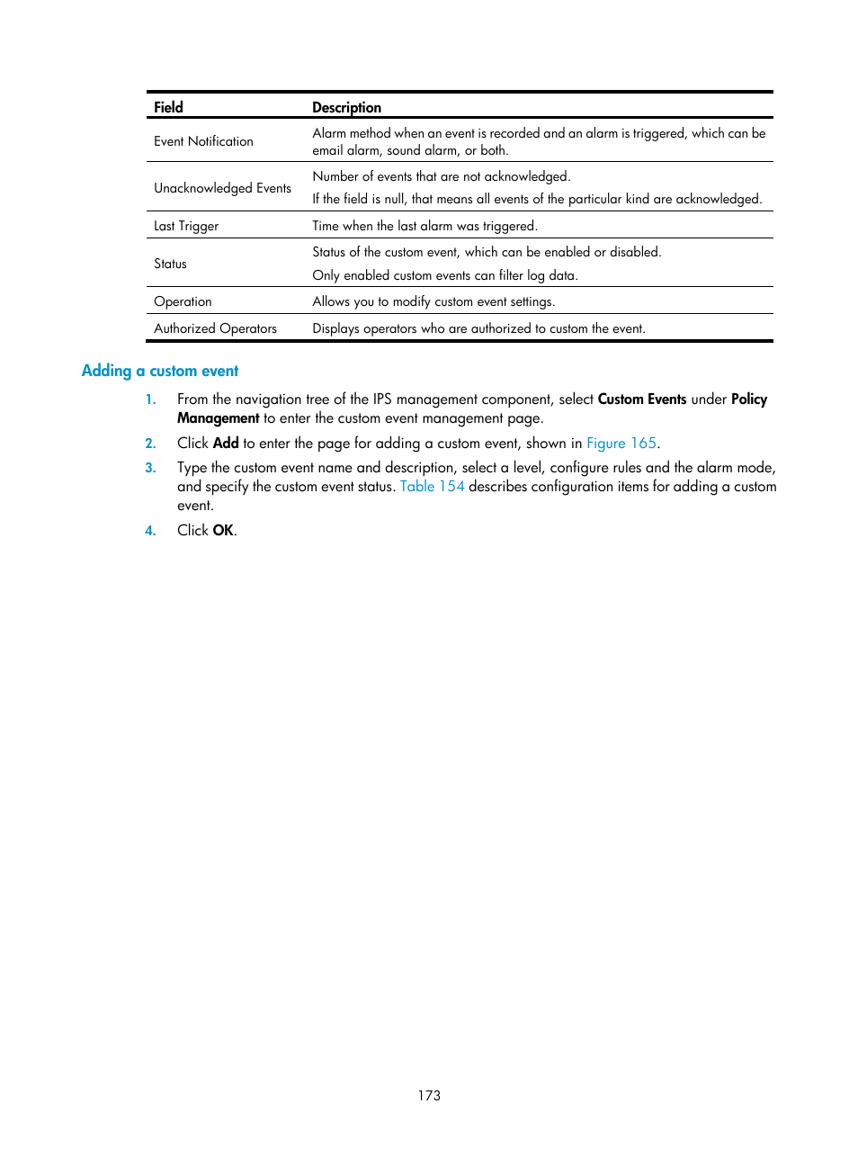 Adding a custom event | H3C Technologies H3C SecCenter UTM Manager User Manual | Page 181 / 262