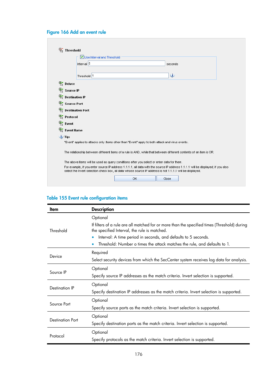 Table 155 | H3C Technologies H3C SecCenter UTM Manager User Manual | Page 184 / 262