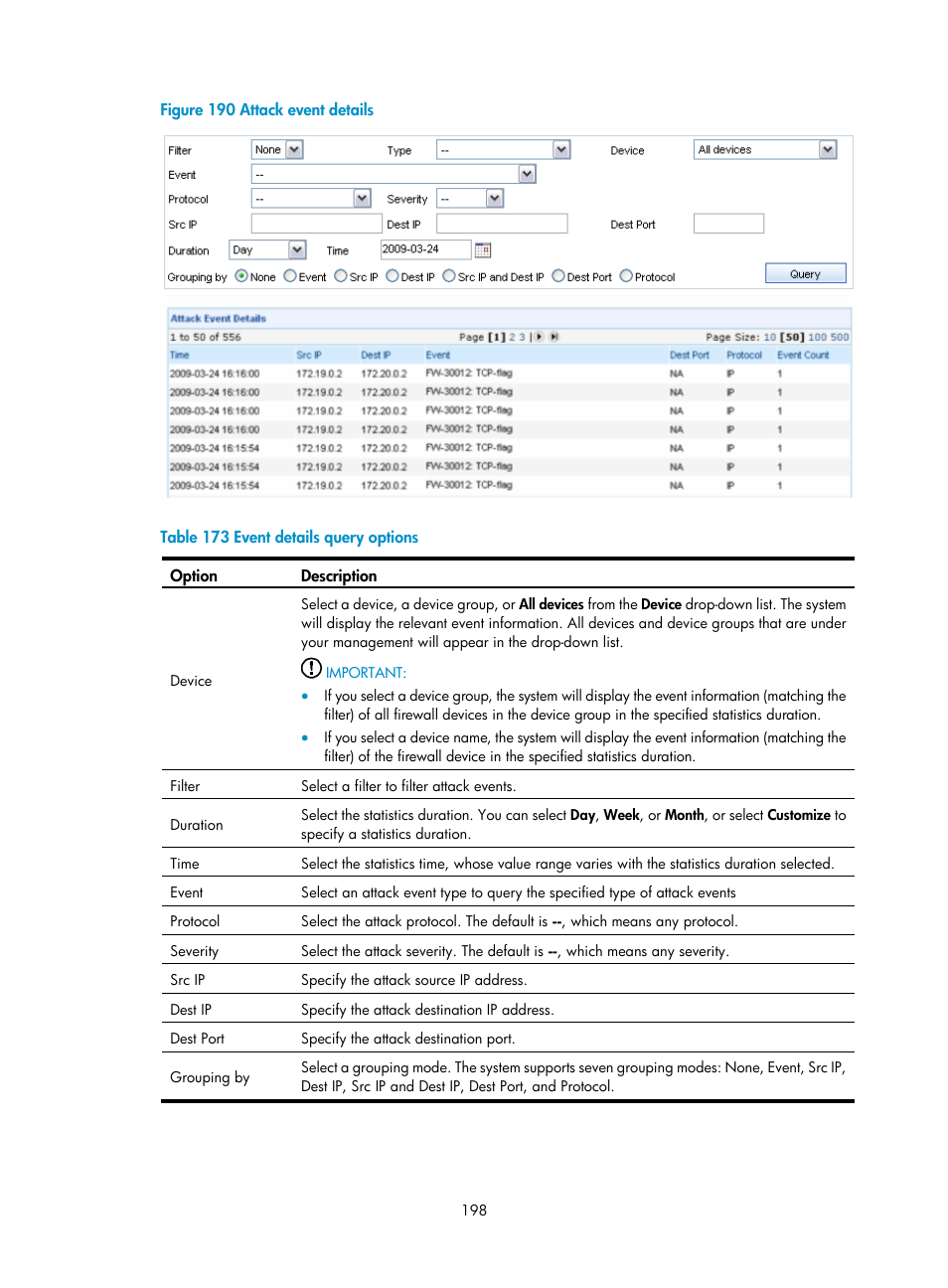 Figure 190, Table 173 | H3C Technologies H3C SecCenter UTM Manager User Manual | Page 206 / 262