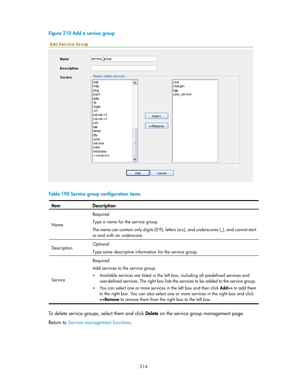 Table 190 | H3C Technologies H3C SecCenter UTM Manager User Manual | Page 222 / 262