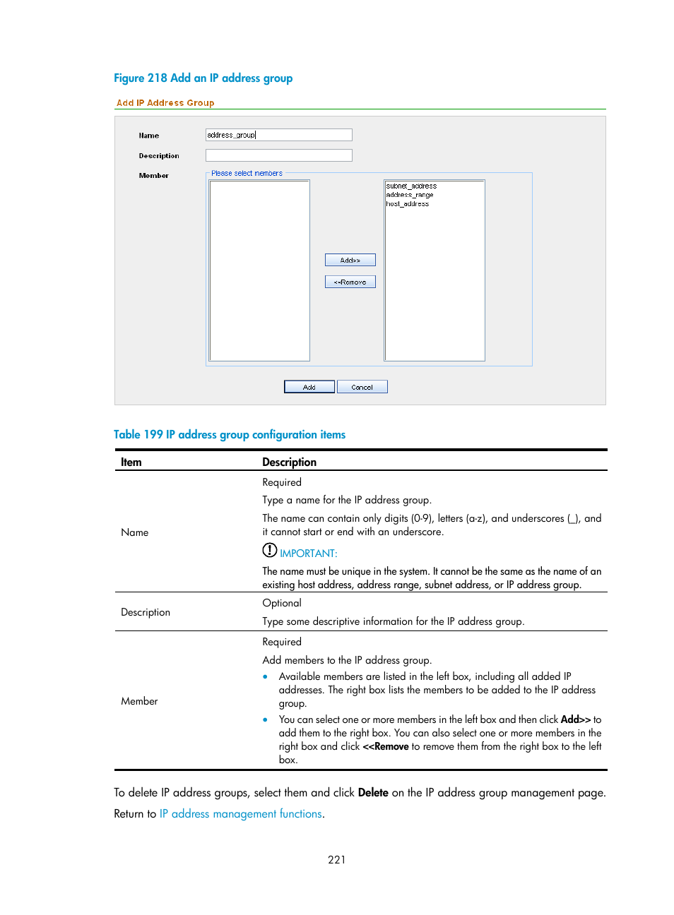 Figure 218, Table 199 | H3C Technologies H3C SecCenter UTM Manager User Manual | Page 229 / 262