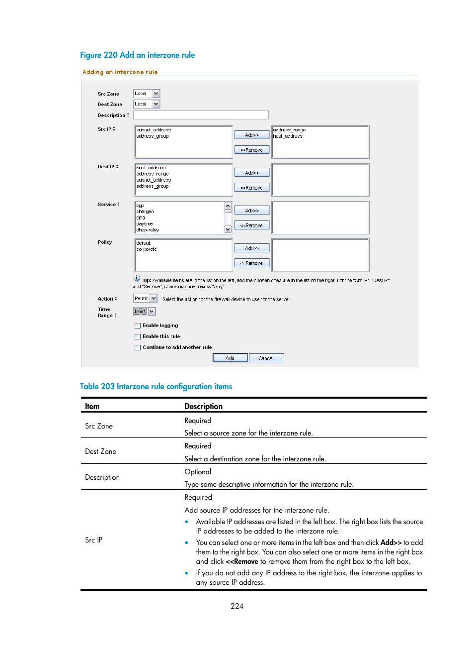 Figure 220, Table 203 | H3C Technologies H3C SecCenter UTM Manager User Manual | Page 232 / 262