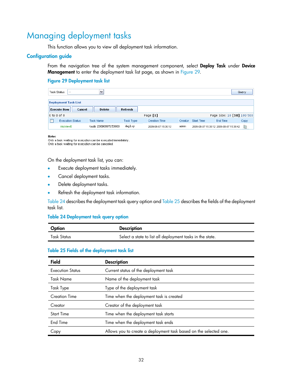 Managing deployment tasks, Configuration guide | H3C Technologies H3C SecCenter UTM Manager User Manual | Page 40 / 262