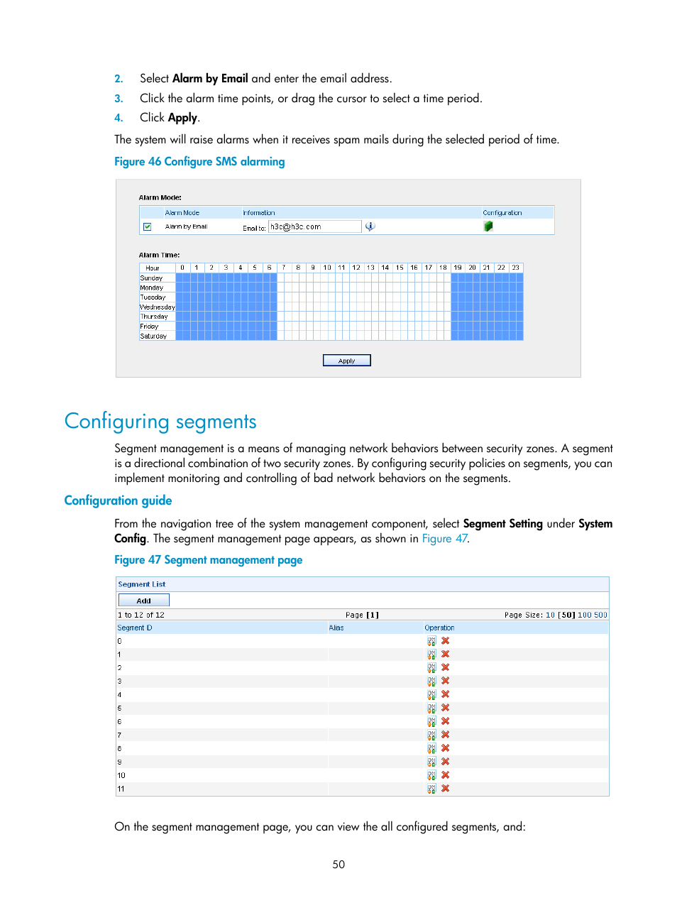 Configuring segments, Configuration guide, Ge appears, as shown in | Figure 46 | H3C Technologies H3C SecCenter UTM Manager User Manual | Page 58 / 262