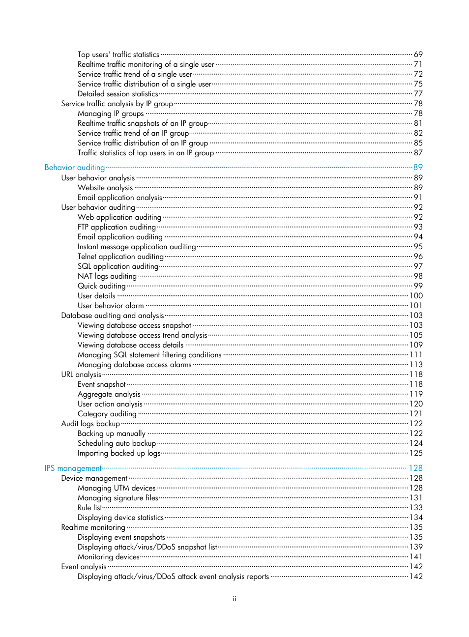 H3C Technologies H3C SecCenter UTM Manager User Manual | Page 6 / 262