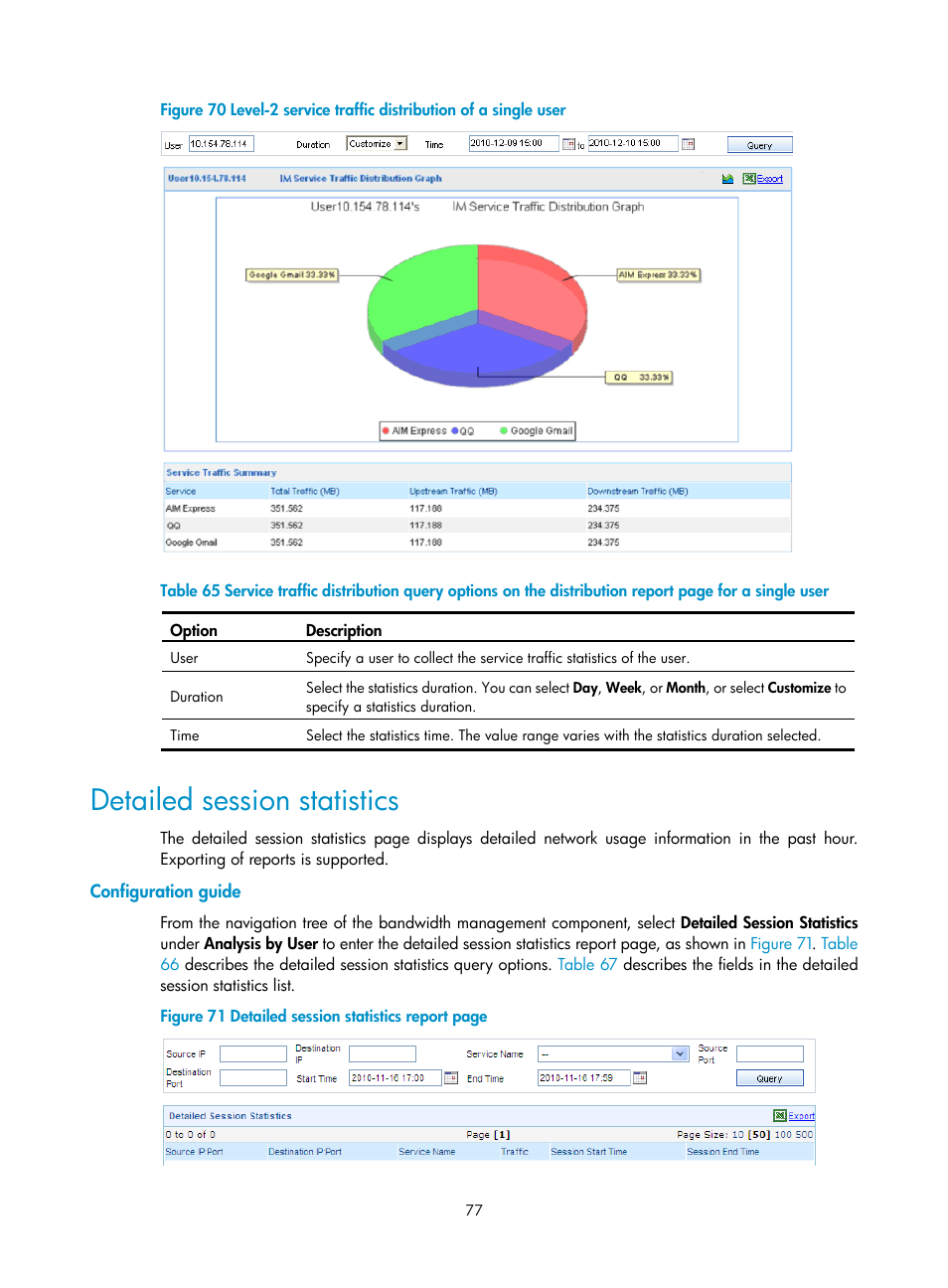 Detailed session statistics, Configuration guide, Figure | H3C Technologies H3C SecCenter UTM Manager User Manual | Page 85 / 262