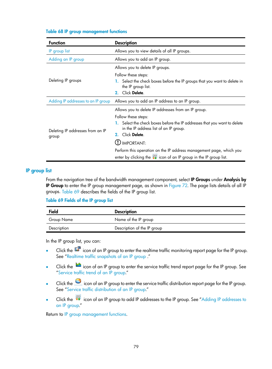 Ip group list | H3C Technologies H3C SecCenter UTM Manager User Manual | Page 87 / 262