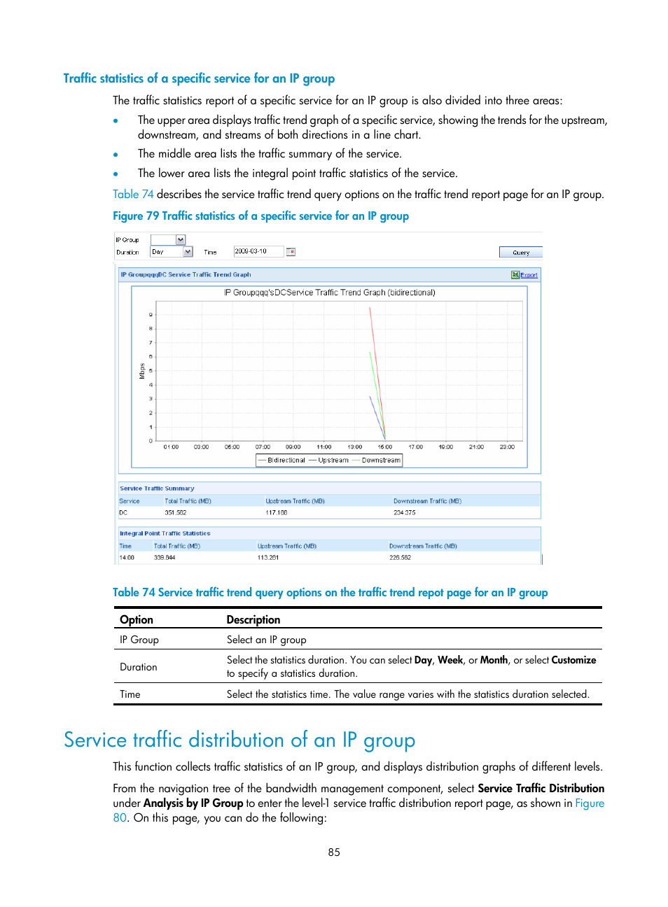 Service traffic distribution of an ip group, Figure 79, Service traffic distribution of an ip | Group | H3C Technologies H3C SecCenter UTM Manager User Manual | Page 93 / 262