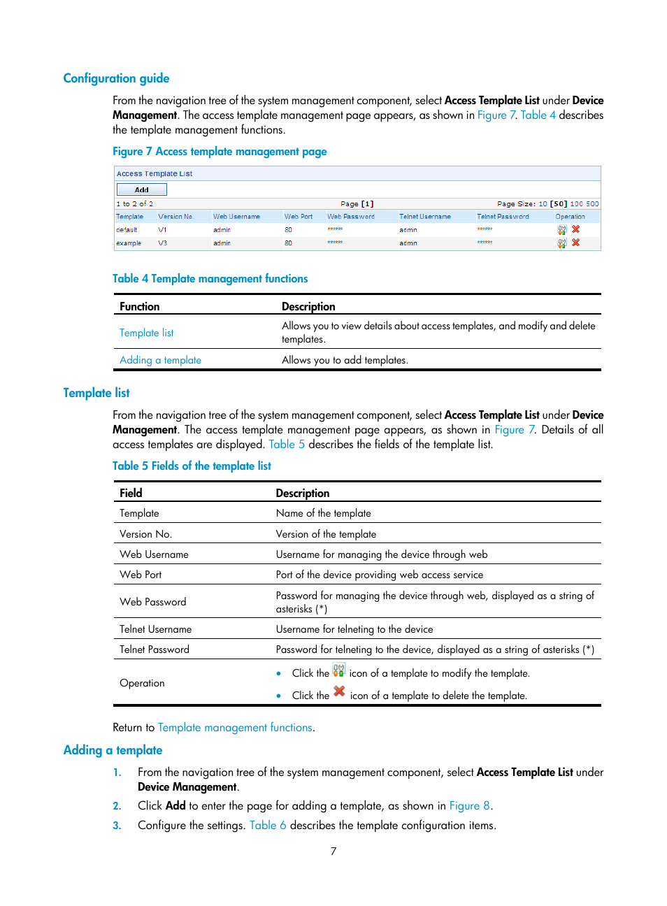 Configuration guide, Template list, Adding a template | H3C Technologies H3C SecCenter IPS Manager User Manual | Page 13 / 91