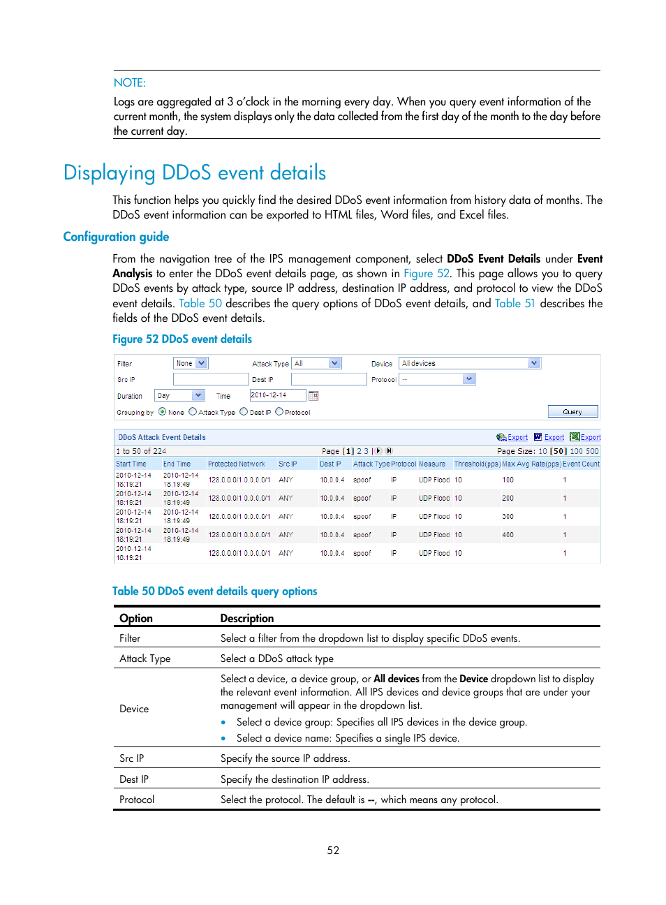 Displaying ddos event details, Configuration guide | H3C Technologies H3C SecCenter IPS Manager User Manual | Page 58 / 91