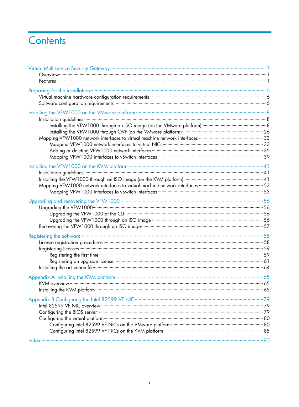 H3C Technologies H3C VMSG VFW1000 User Manual | Page 5 / 95