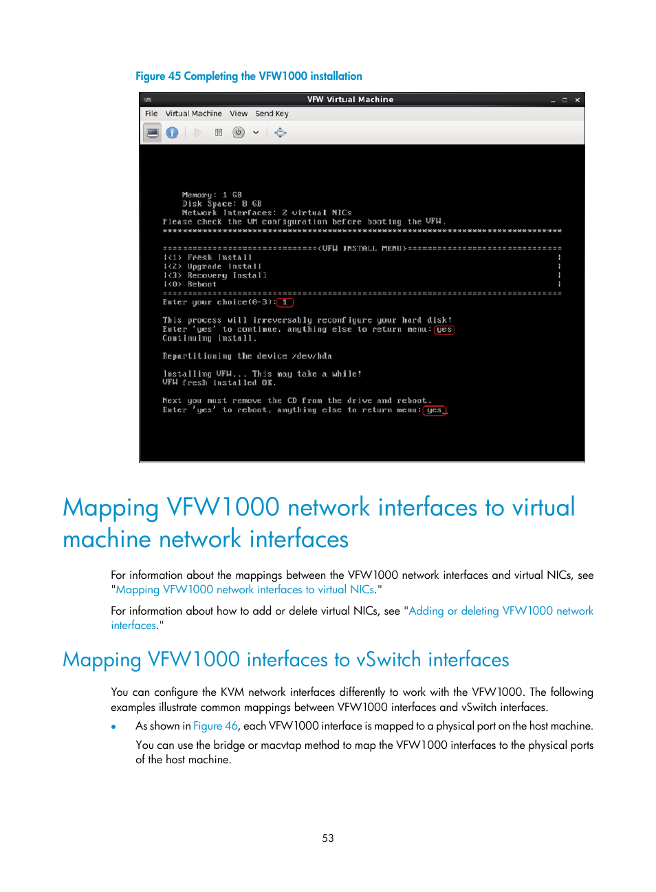 Mapping vfw1000 interfaces to vswitch interfaces | H3C Technologies H3C VMSG VFW1000 User Manual | Page 58 / 95