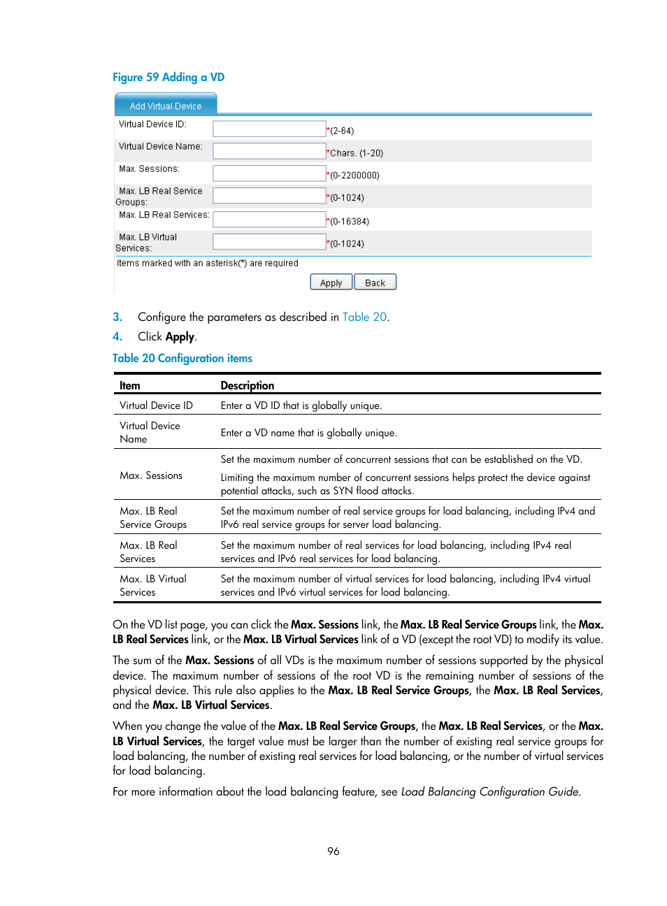 H3C Technologies H3C SecBlade LB Cards User Manual | Page 106 / 196