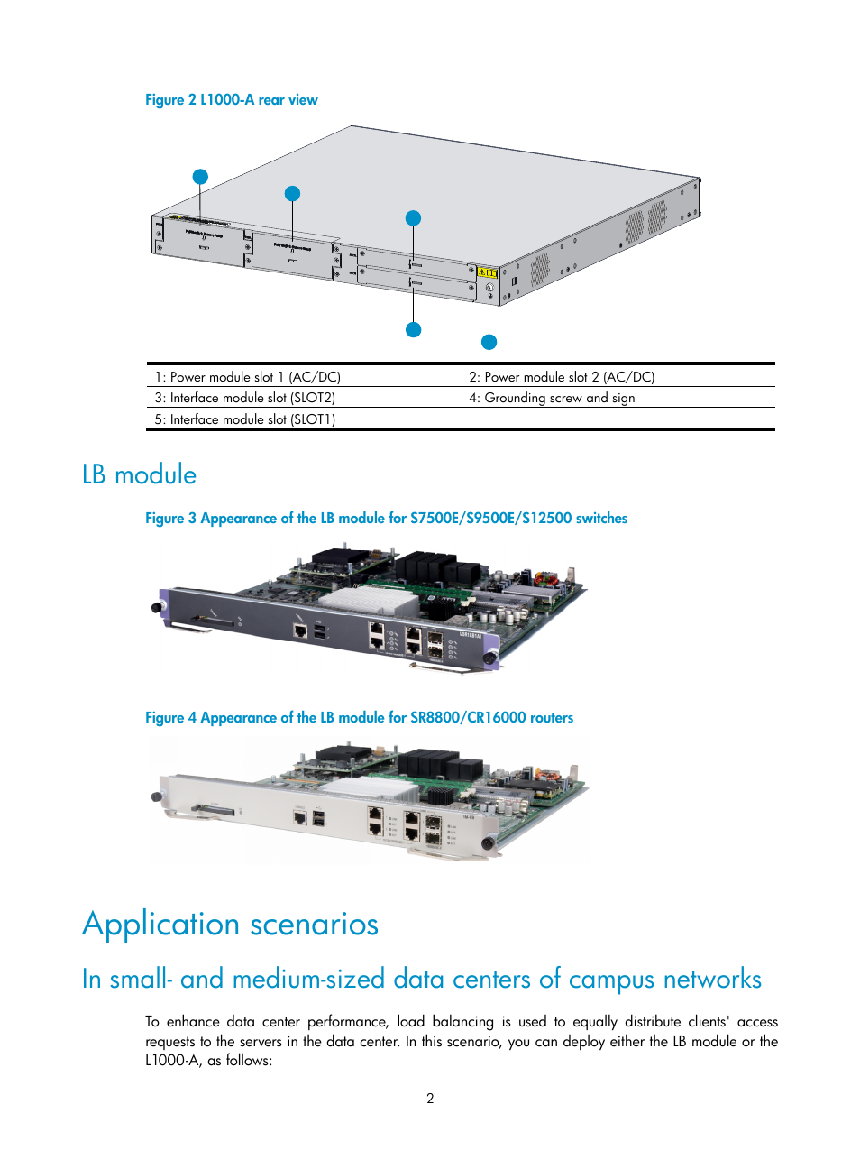 Lb module, Application scenarios | H3C Technologies H3C SecBlade LB Cards User Manual | Page 12 / 196