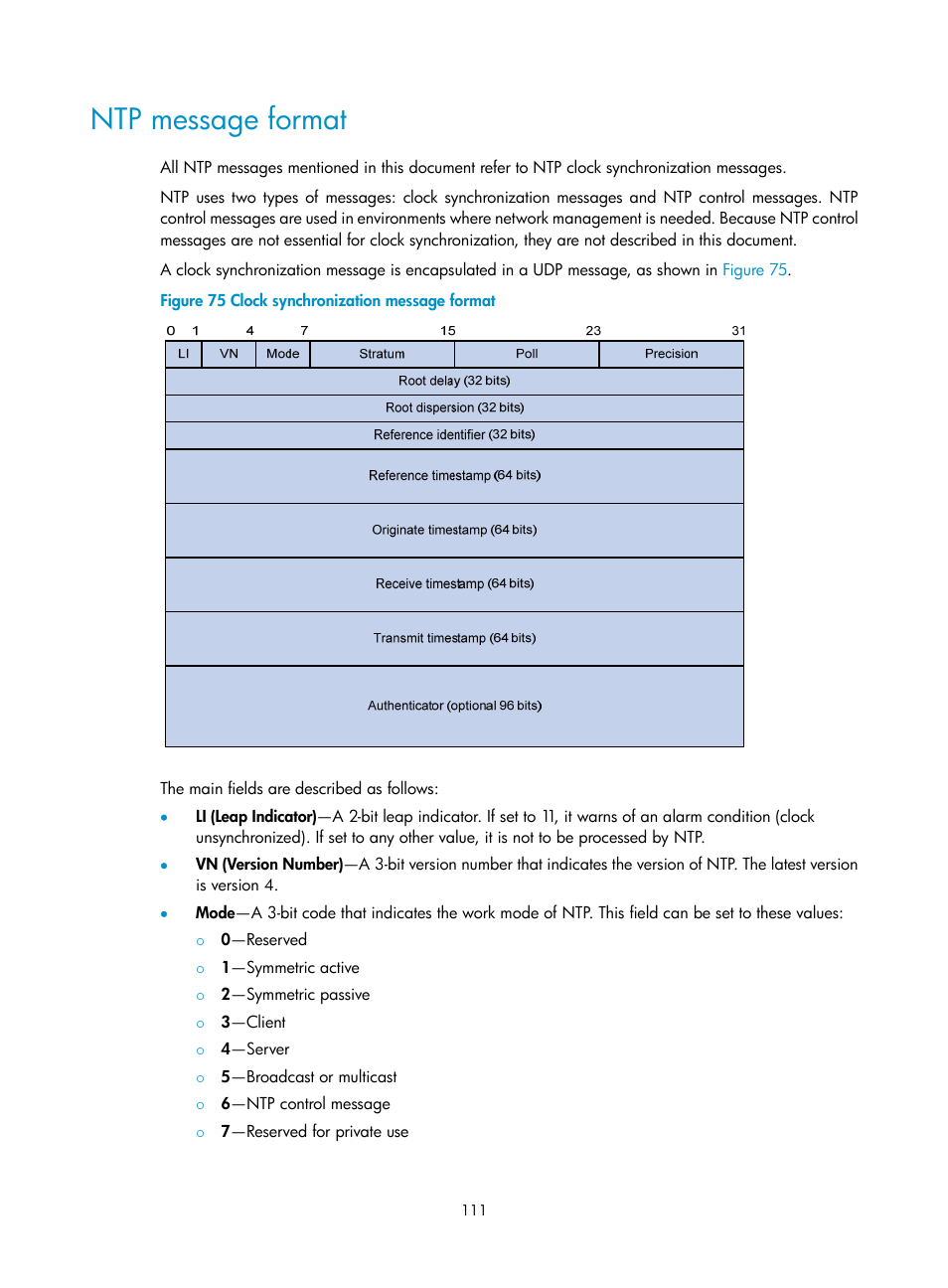 Ntp message format | H3C Technologies H3C SecBlade LB Cards User Manual | Page 121 / 196