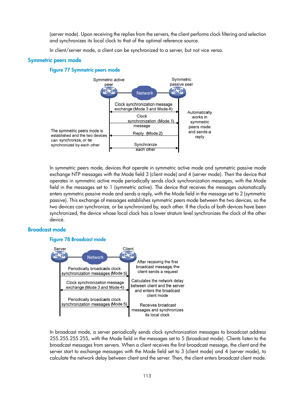 Symmetric peers mode, Broadcast mode | H3C Technologies H3C SecBlade LB Cards User Manual | Page 123 / 196