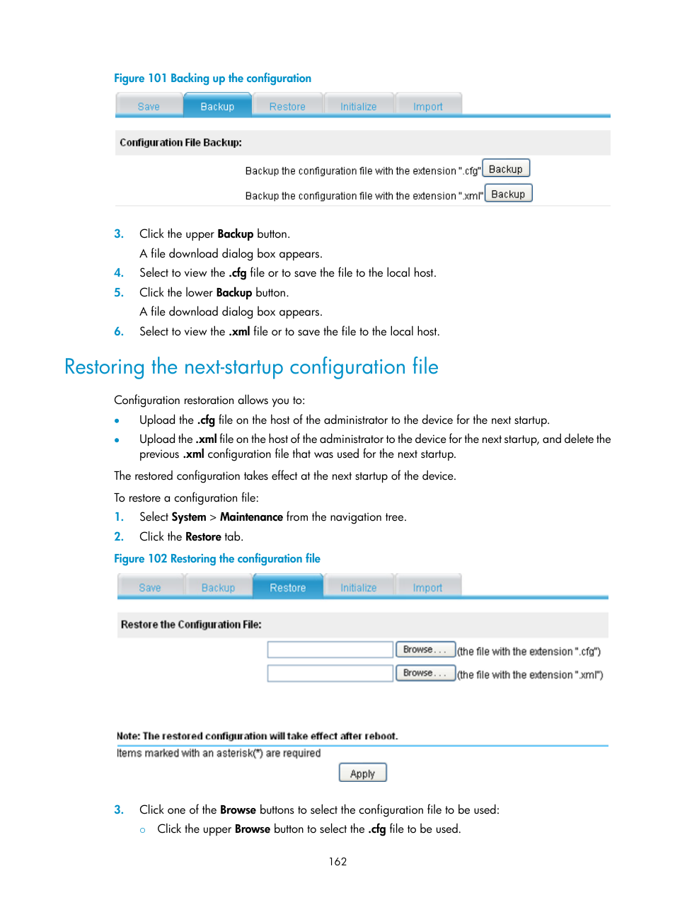 Restoring the next-startup configuration file | H3C Technologies H3C SecBlade LB Cards User Manual | Page 172 / 196