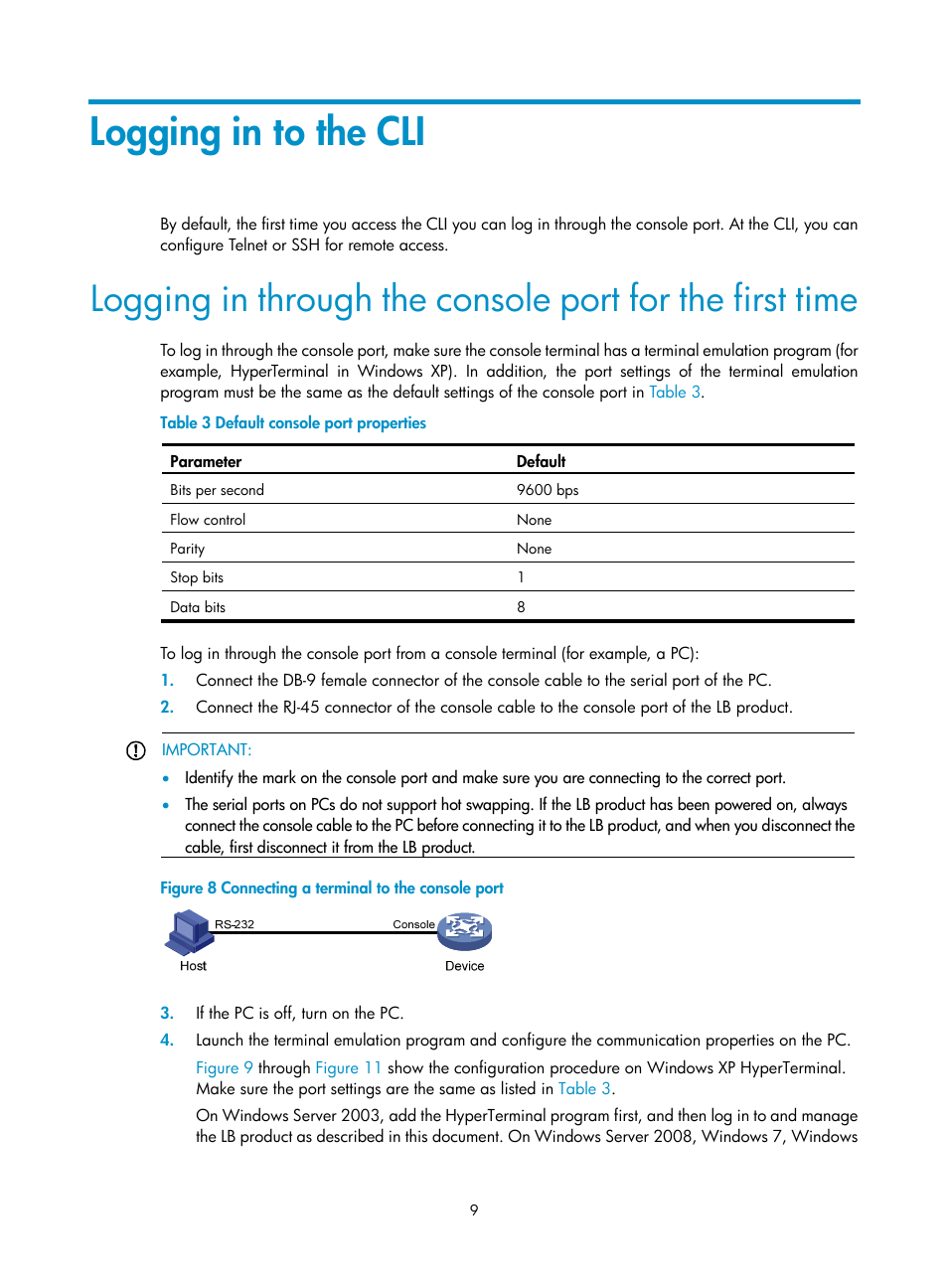 Logging in to the cli | H3C Technologies H3C SecBlade LB Cards User Manual | Page 19 / 196