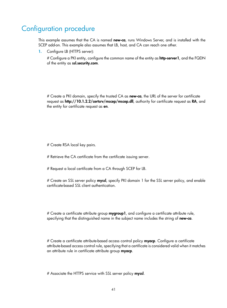 Configuration procedure | H3C Technologies H3C SecBlade LB Cards User Manual | Page 51 / 196