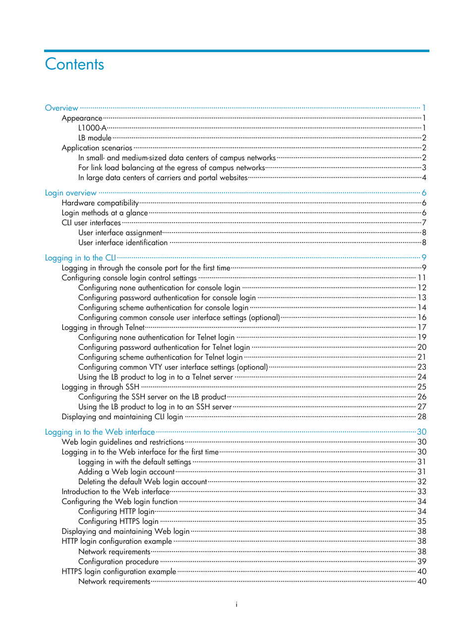 H3C Technologies H3C SecBlade LB Cards User Manual | Page 6 / 196