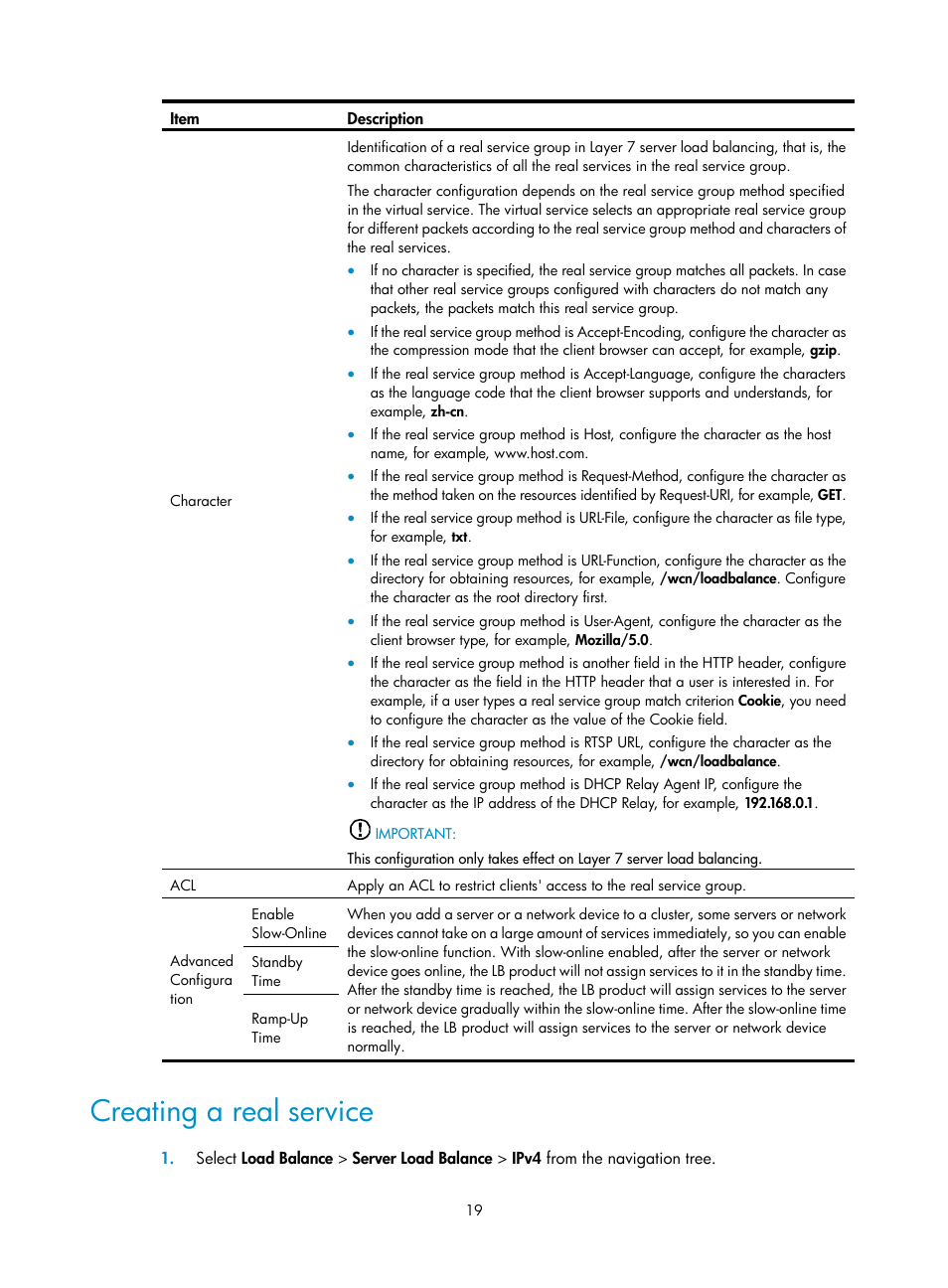 Creating a real service | H3C Technologies H3C SecBlade LB Cards User Manual | Page 25 / 66