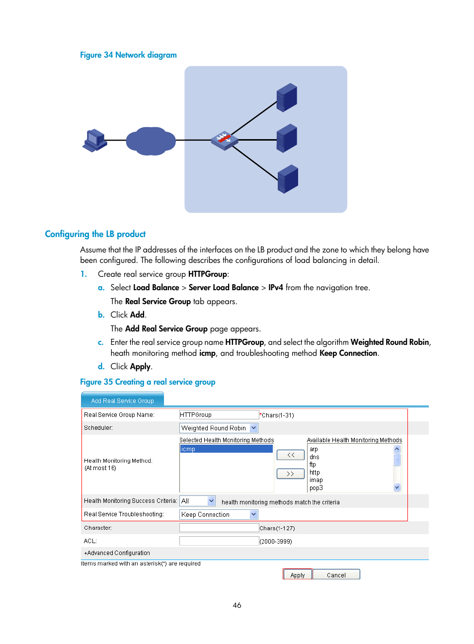 Configuring the lb product | H3C Technologies H3C SecBlade LB Cards User Manual | Page 52 / 66