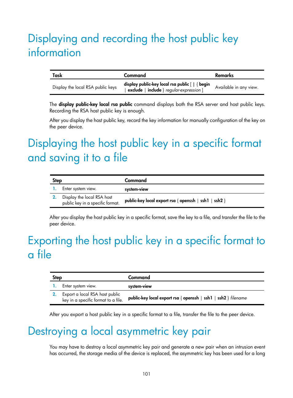 Destroying a local asymmetric key pair | H3C Technologies H3C SecBlade LB Cards User Manual | Page 112 / 278