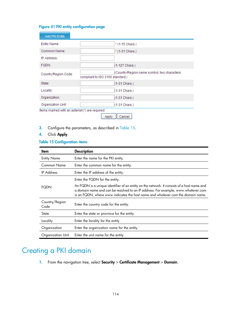 Creating a pki domain | H3C Technologies H3C SecBlade LB Cards User Manual | Page 125 / 278