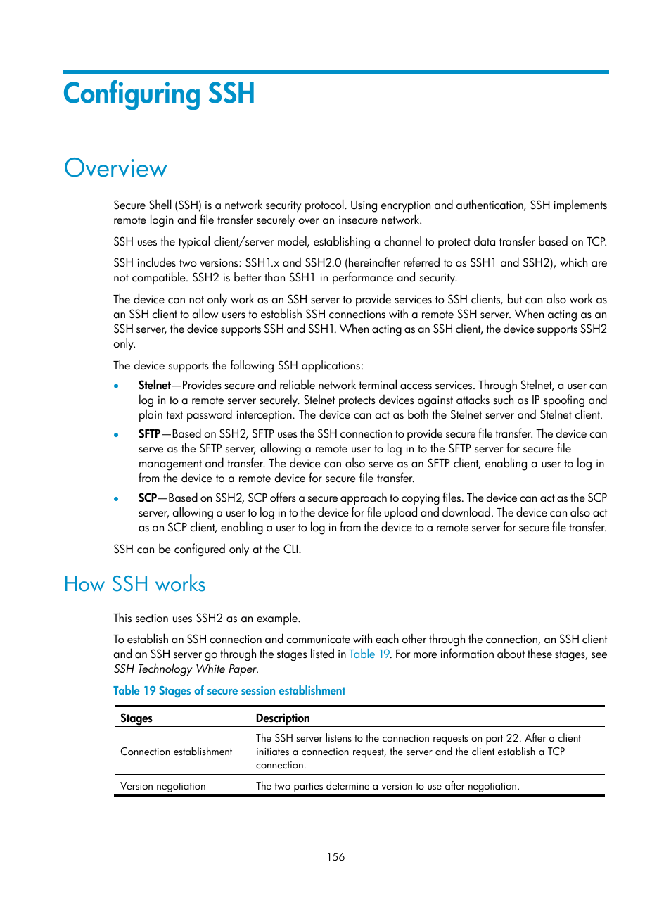 Configuring ssh, Overview, How ssh works | H3C Technologies H3C SecBlade LB Cards User Manual | Page 167 / 278