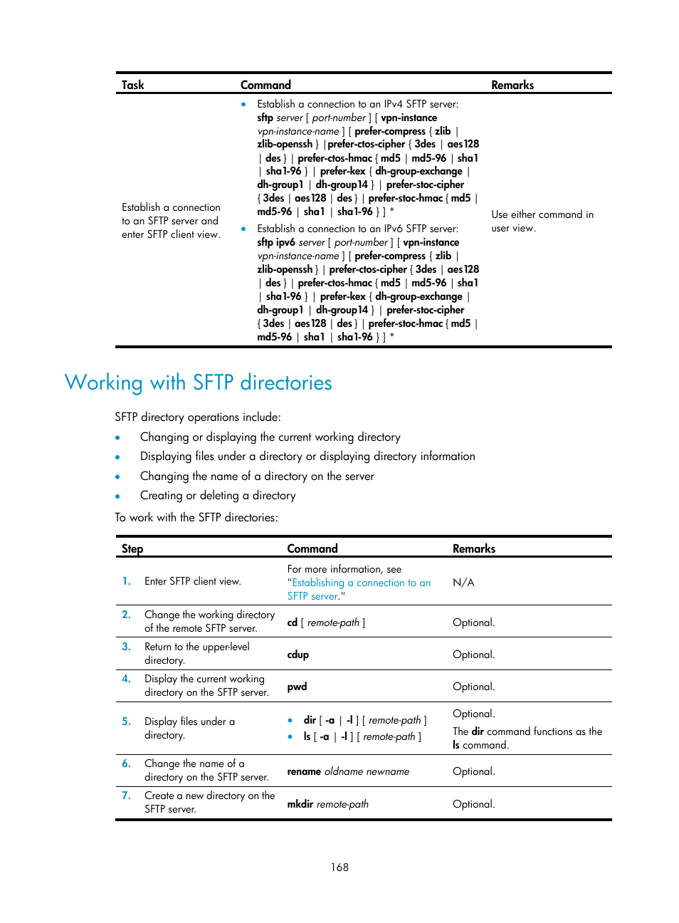 Working with sftp directories | H3C Technologies H3C SecBlade LB Cards User Manual | Page 179 / 278