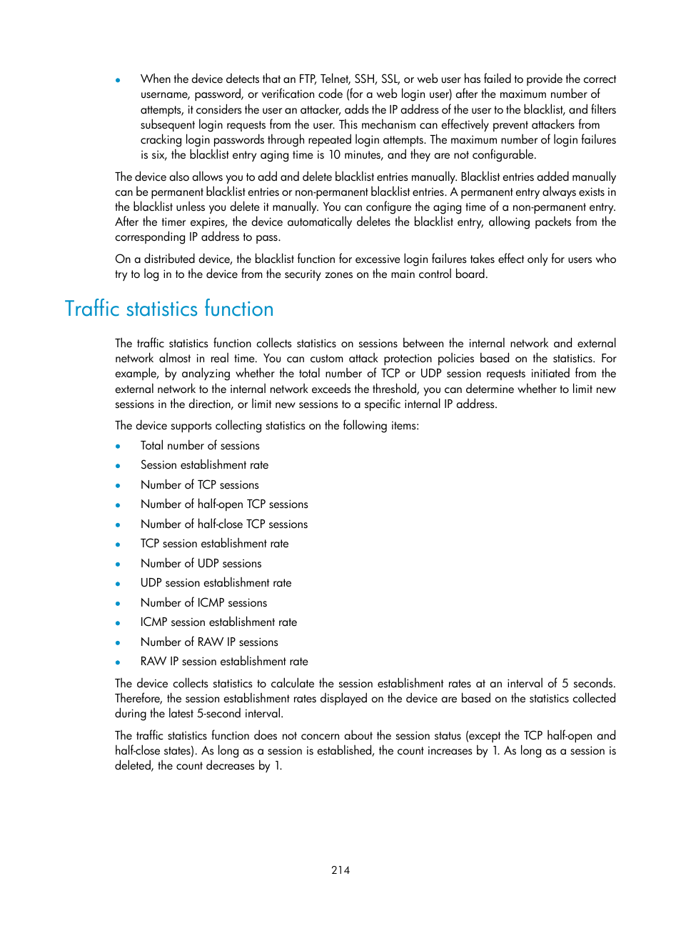 Traffic statistics function | H3C Technologies H3C SecBlade LB Cards User Manual | Page 225 / 278