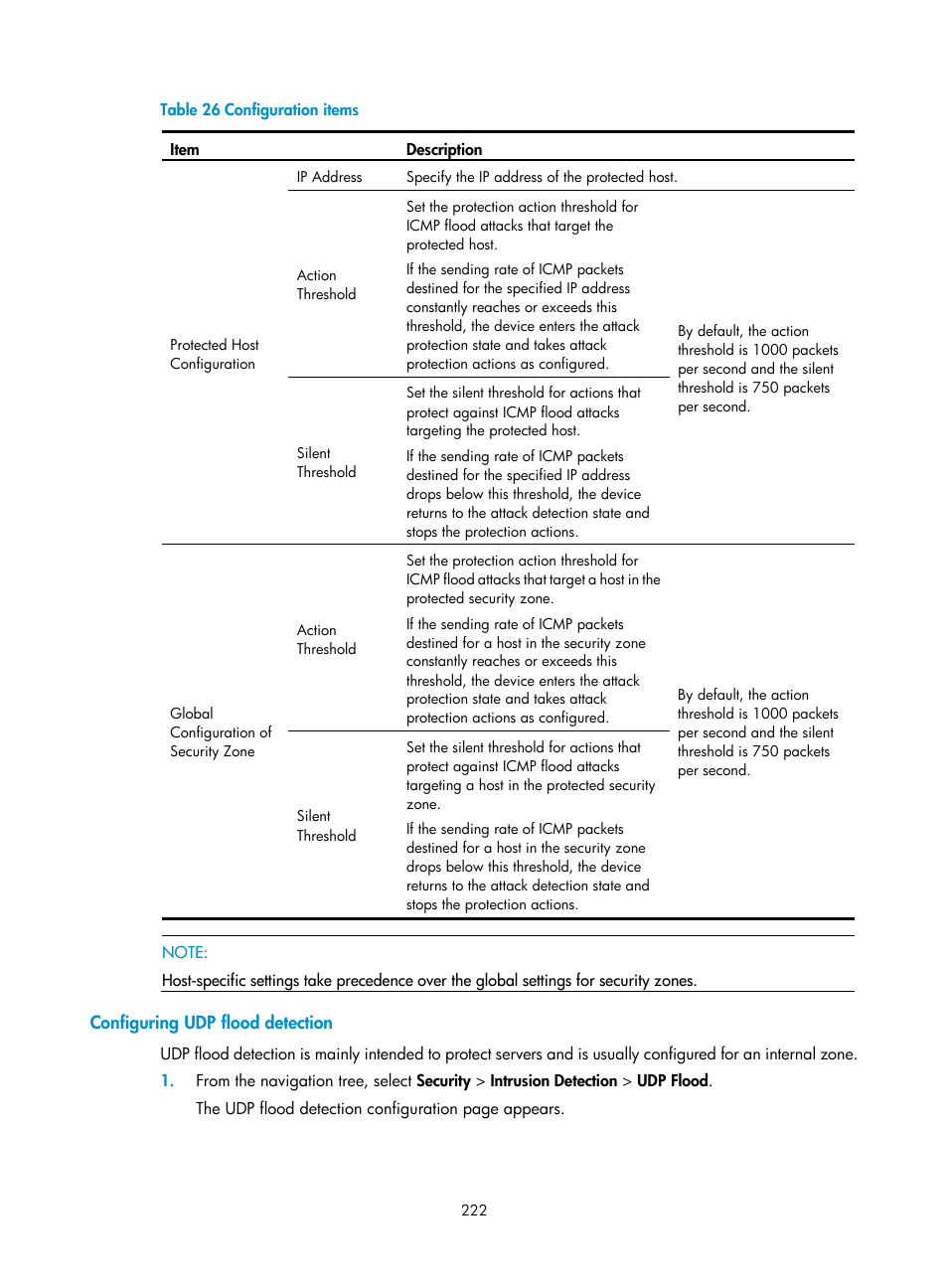 Configuring udp flood detection | H3C Technologies H3C SecBlade LB Cards User Manual | Page 233 / 278