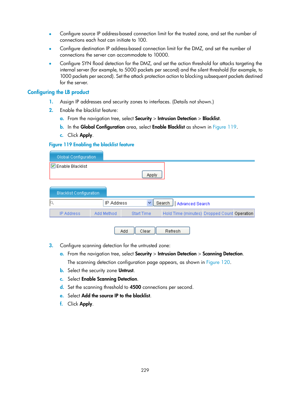 Configuring the lb product | H3C Technologies H3C SecBlade LB Cards User Manual | Page 240 / 278