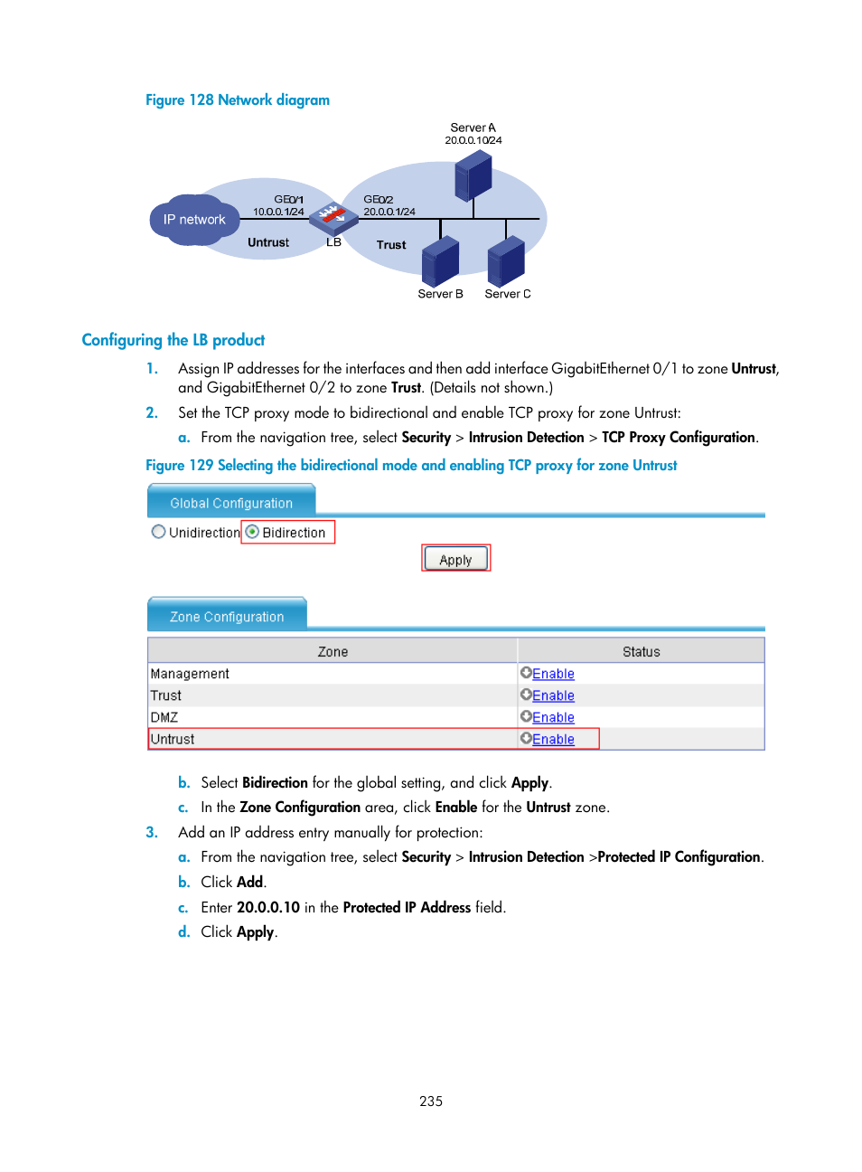 Configuring the lb product, N in, Figure 128 | H3C Technologies H3C SecBlade LB Cards User Manual | Page 246 / 278