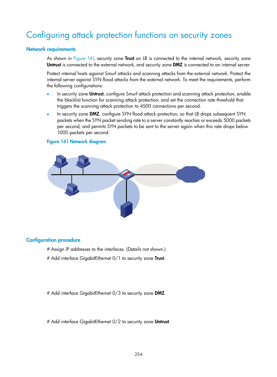 Network requirements, Configuration procedure | H3C Technologies H3C SecBlade LB Cards User Manual | Page 265 / 278