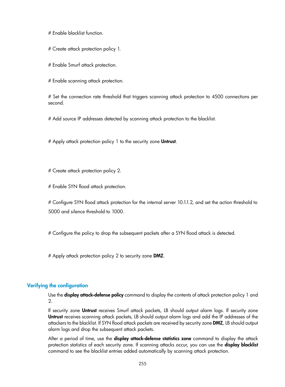 Verifying the configuration | H3C Technologies H3C SecBlade LB Cards User Manual | Page 266 / 278