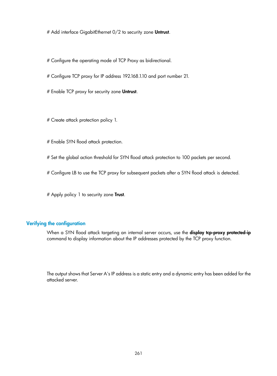 Verifying the configuration | H3C Technologies H3C SecBlade LB Cards User Manual | Page 272 / 278