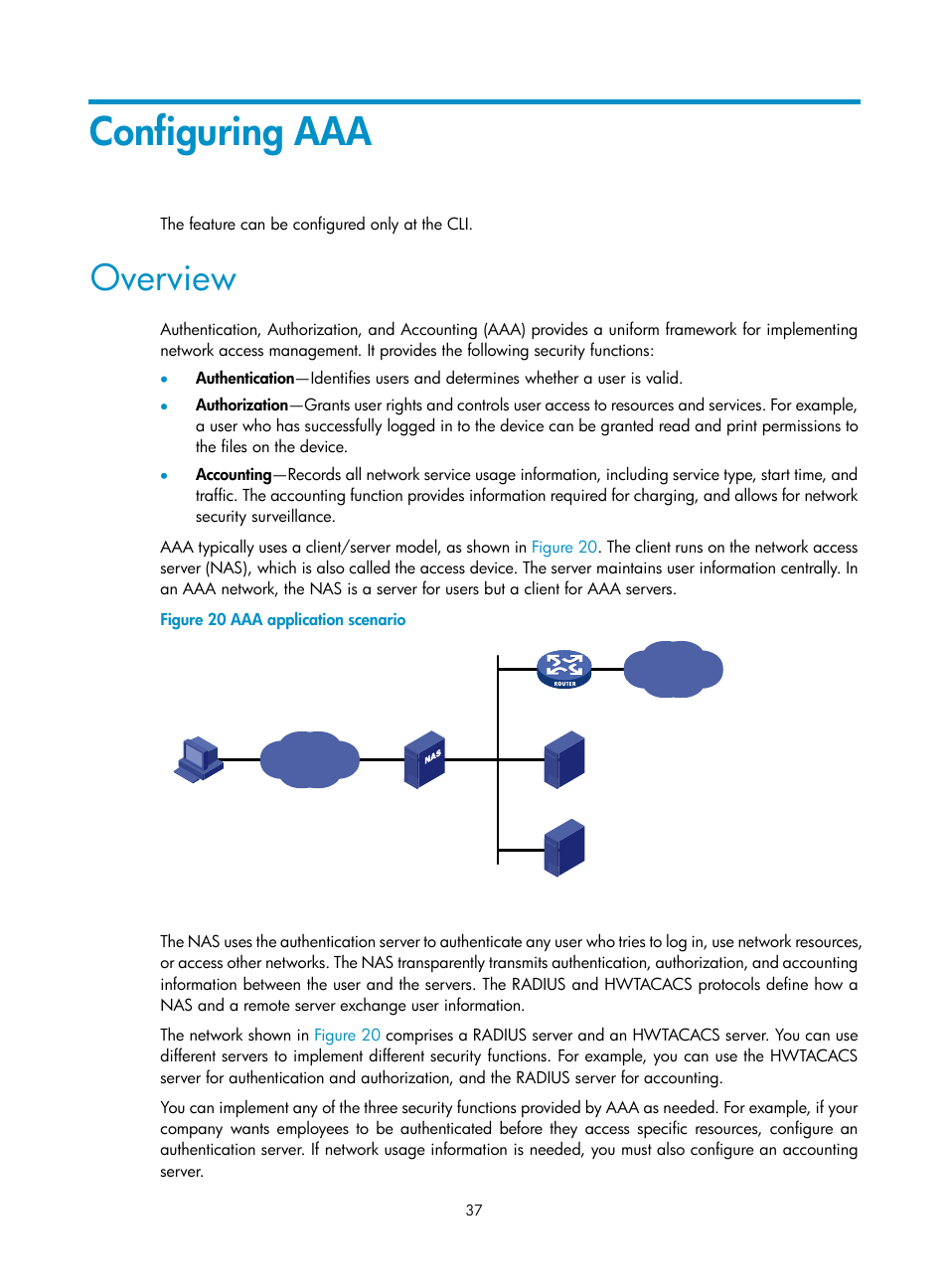 Configuring aaa, Overview | H3C Technologies H3C SecBlade LB Cards User Manual | Page 48 / 278