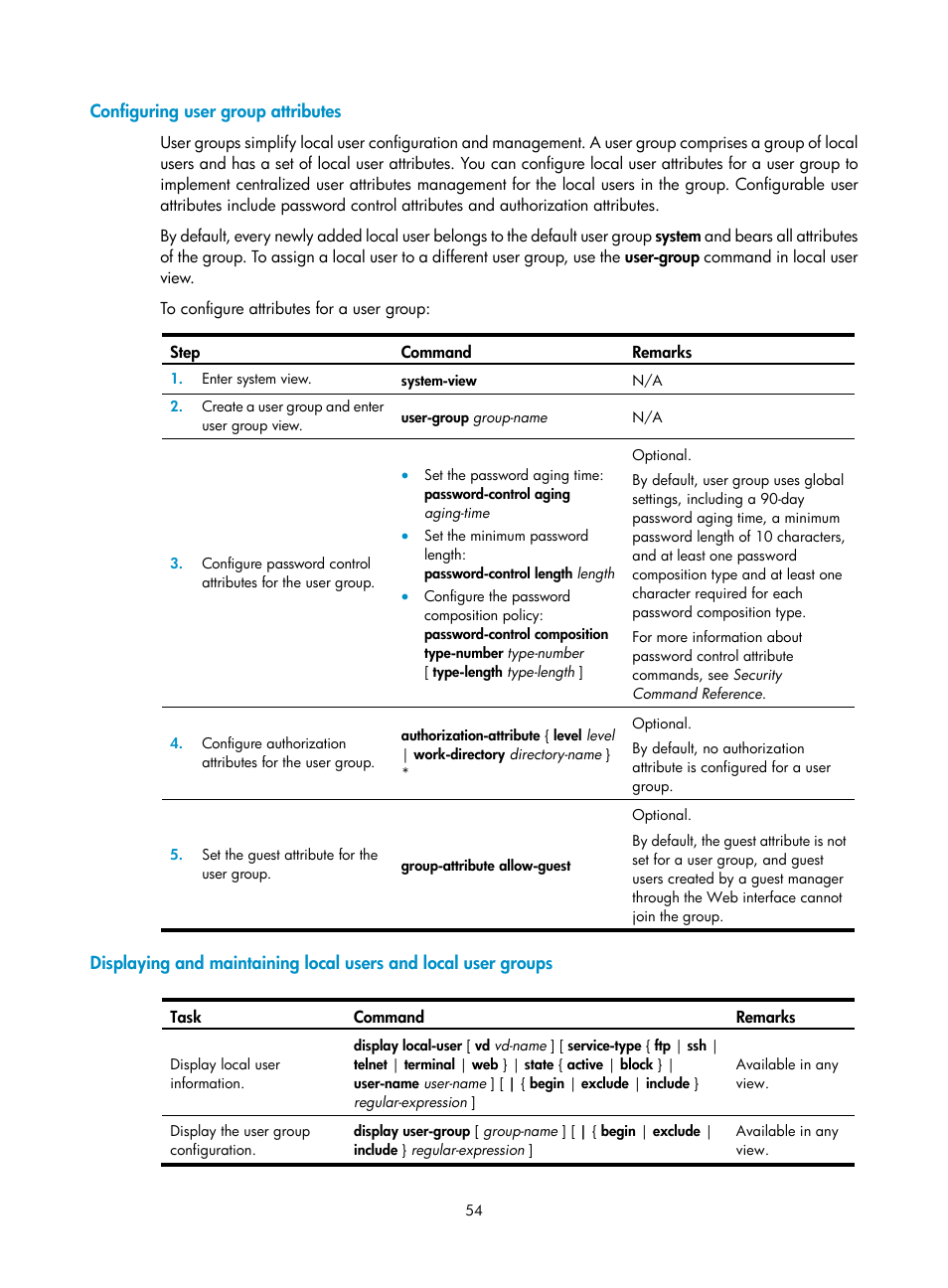 Configuring user group attributes | H3C Technologies H3C SecBlade LB Cards User Manual | Page 65 / 278