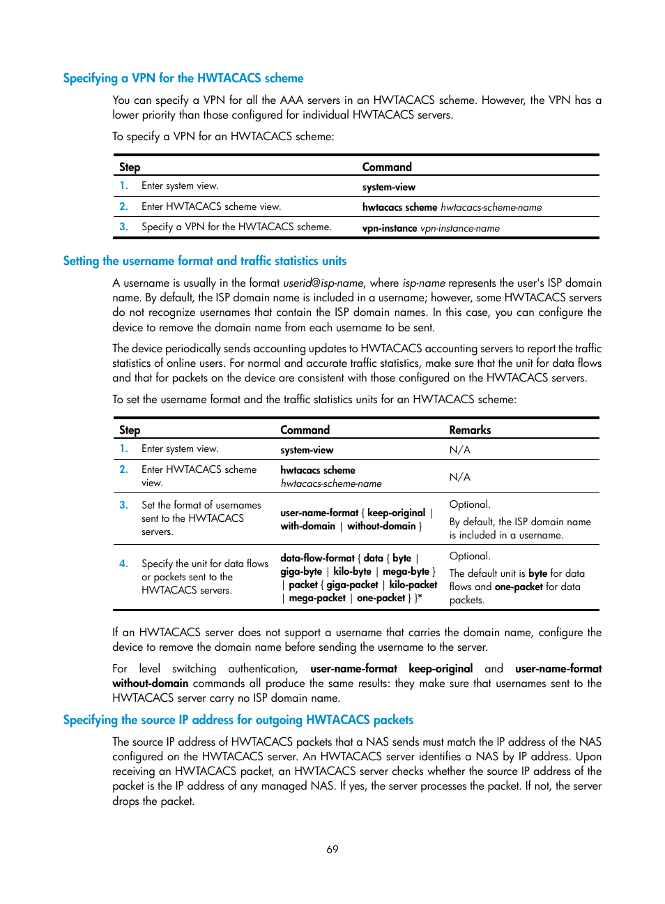 Specifying a vpn for the hwtacacs scheme | H3C Technologies H3C SecBlade LB Cards User Manual | Page 80 / 278