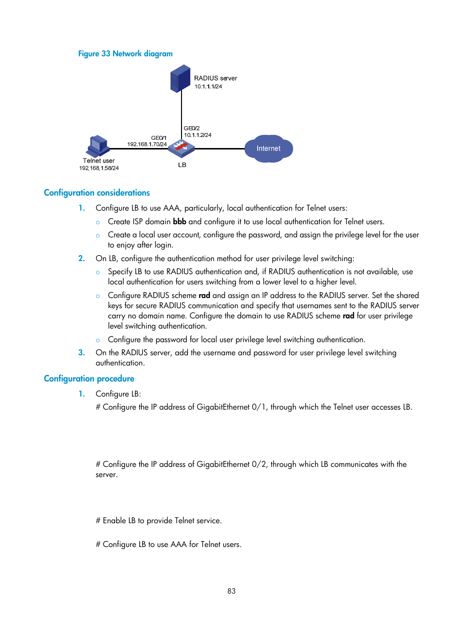 Configuration considerations, Configuration procedure | H3C Technologies H3C SecBlade LB Cards User Manual | Page 94 / 278