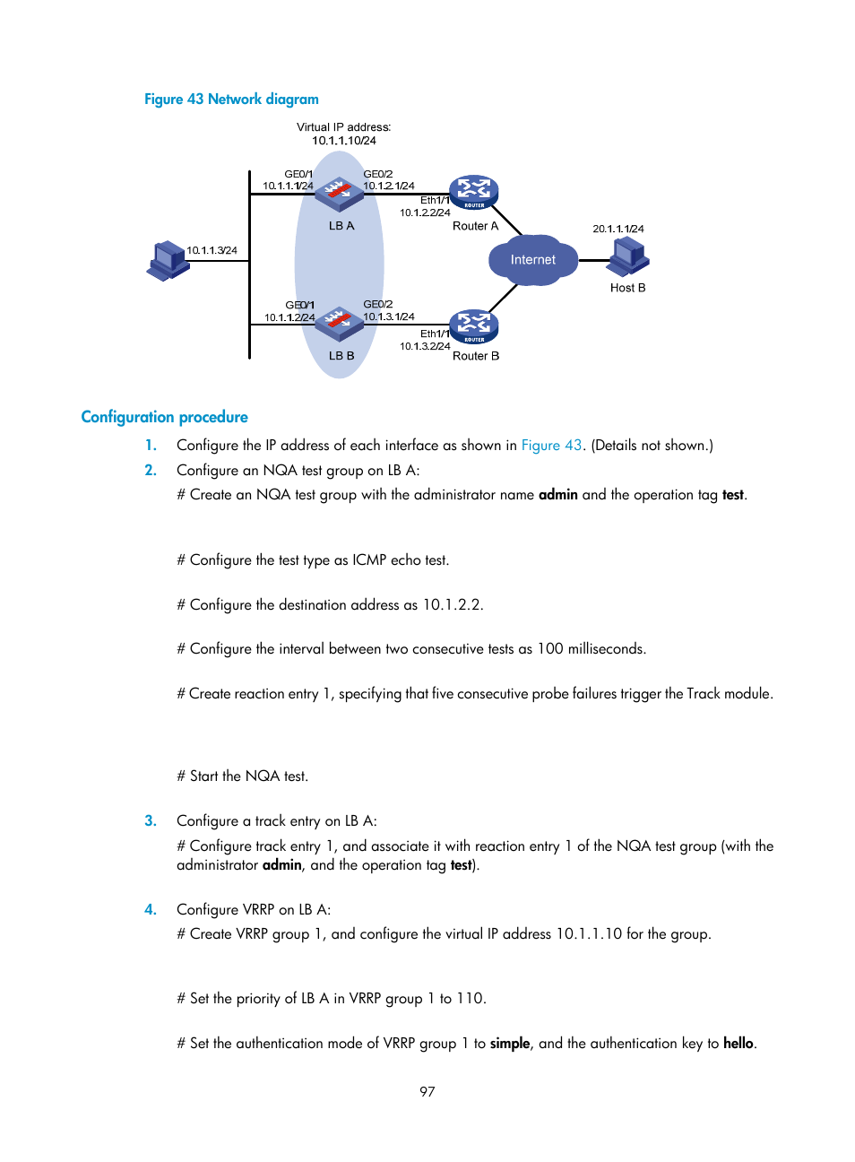 Configuration procedure | H3C Technologies H3C SecBlade LB Cards User Manual | Page 105 / 165