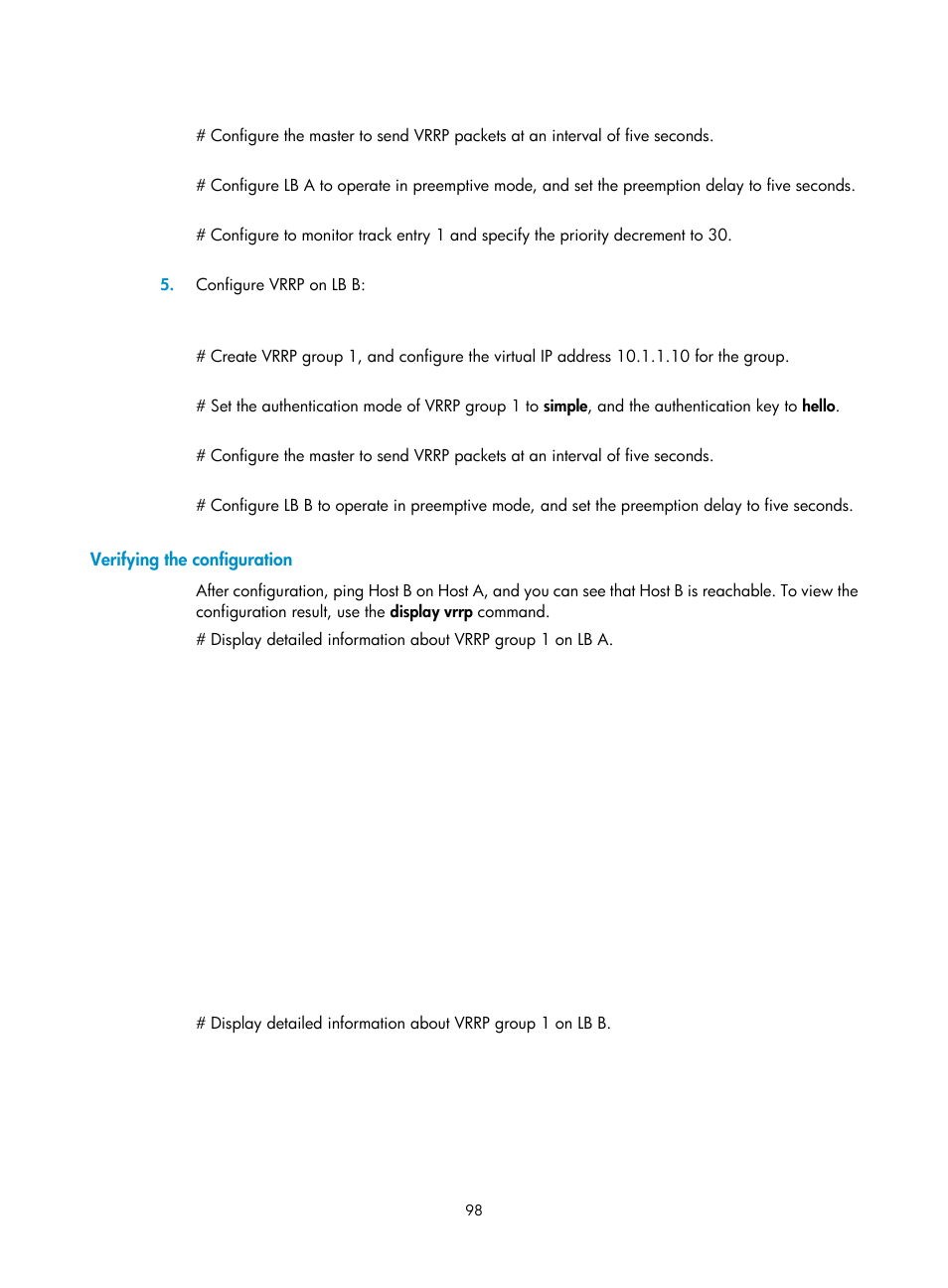 Verifying the configuration | H3C Technologies H3C SecBlade LB Cards User Manual | Page 106 / 165