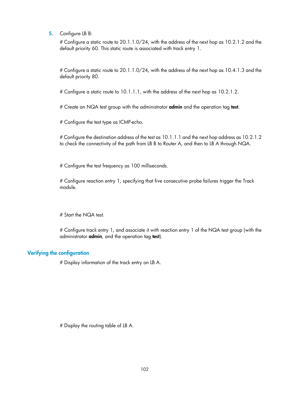 Verifying the configuration | H3C Technologies H3C SecBlade LB Cards User Manual | Page 110 / 165