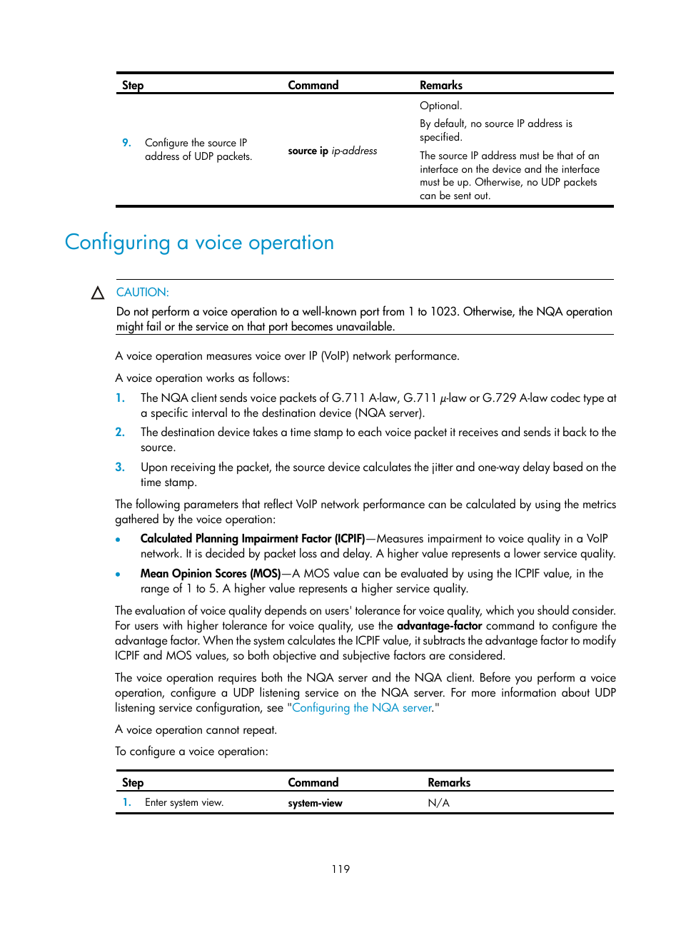 Configuring a voice operation | H3C Technologies H3C SecBlade LB Cards User Manual | Page 127 / 165