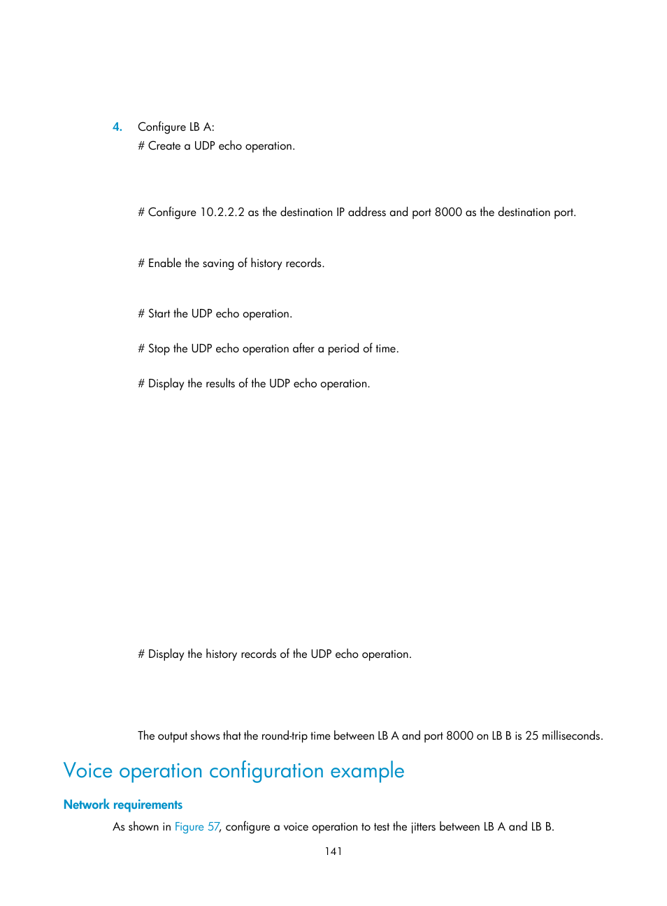 Voice operation configuration example, Network requirements | H3C Technologies H3C SecBlade LB Cards User Manual | Page 149 / 165